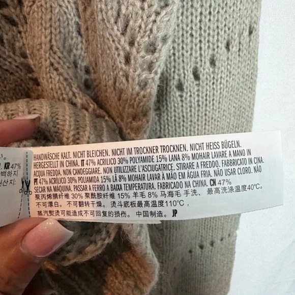 REVOLVE English Factory Eyelet Fuzzy Wool Knit Sweater. Gray. Size Small NWT - Picture 11 of 16